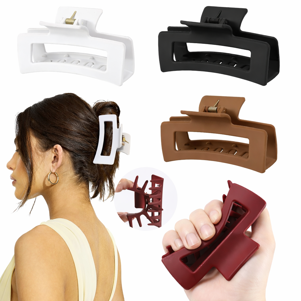 Veloura Noir Cloud Claw Clips — Large Silicone Hair Clips (Set of 4)