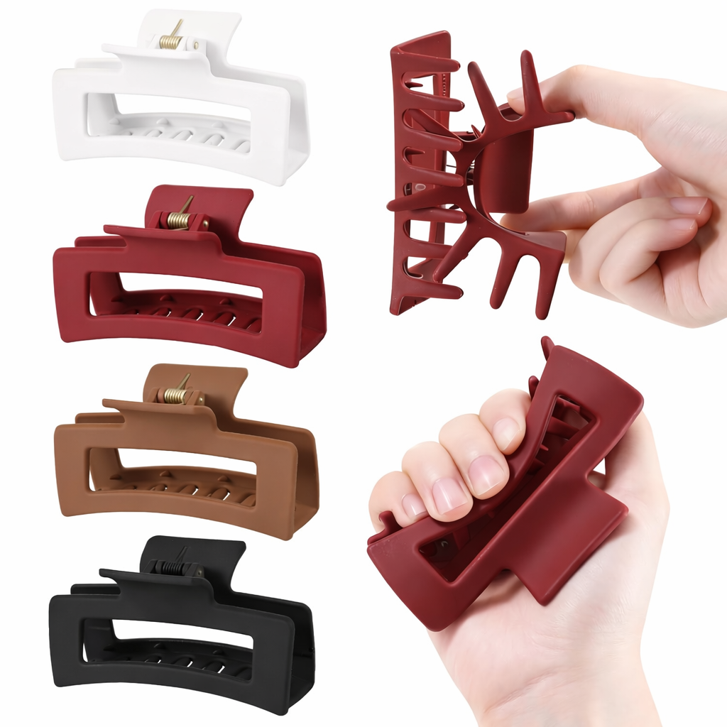 Veloura Noir Cloud Claw Clips — Large Silicone Hair Clips (Set of 4)