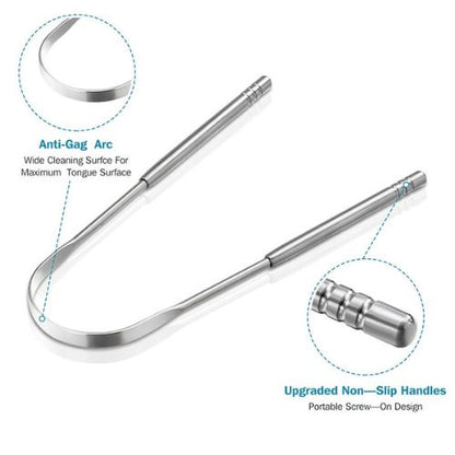 Veloura Noir Stainless Steel Tongue Scraper — Cleaner Mouth, Fresher Breath