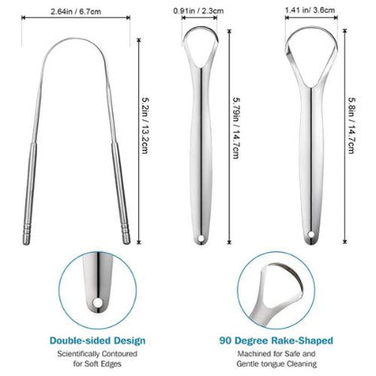 Veloura Noir Stainless Steel Tongue Scraper — Cleaner Mouth, Fresher Breath