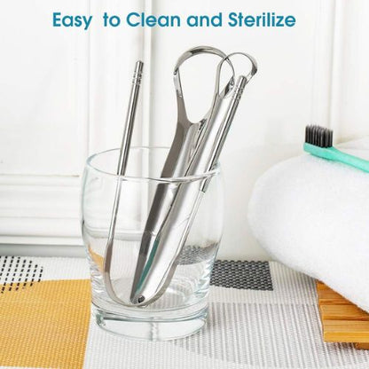 Veloura Noir Stainless Steel Tongue Scraper — Cleaner Mouth, Fresher Breath